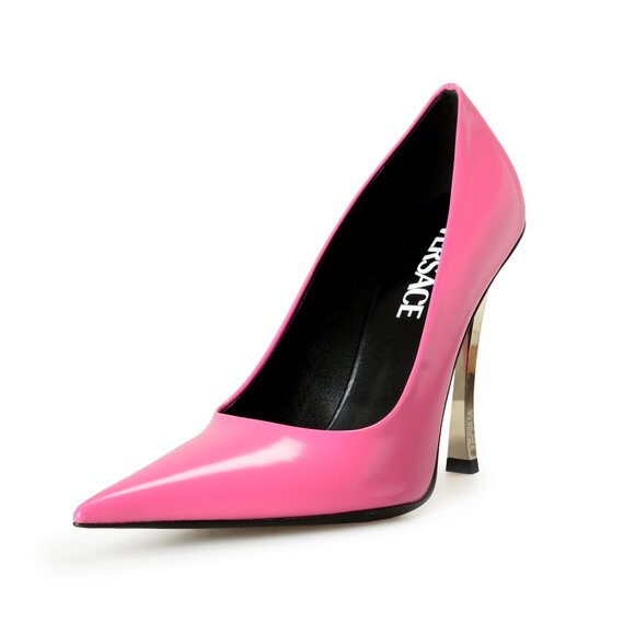 Versace Women's Pink 100% Leather High Heel Stilettos Pumps Shoes US 7 IT 37